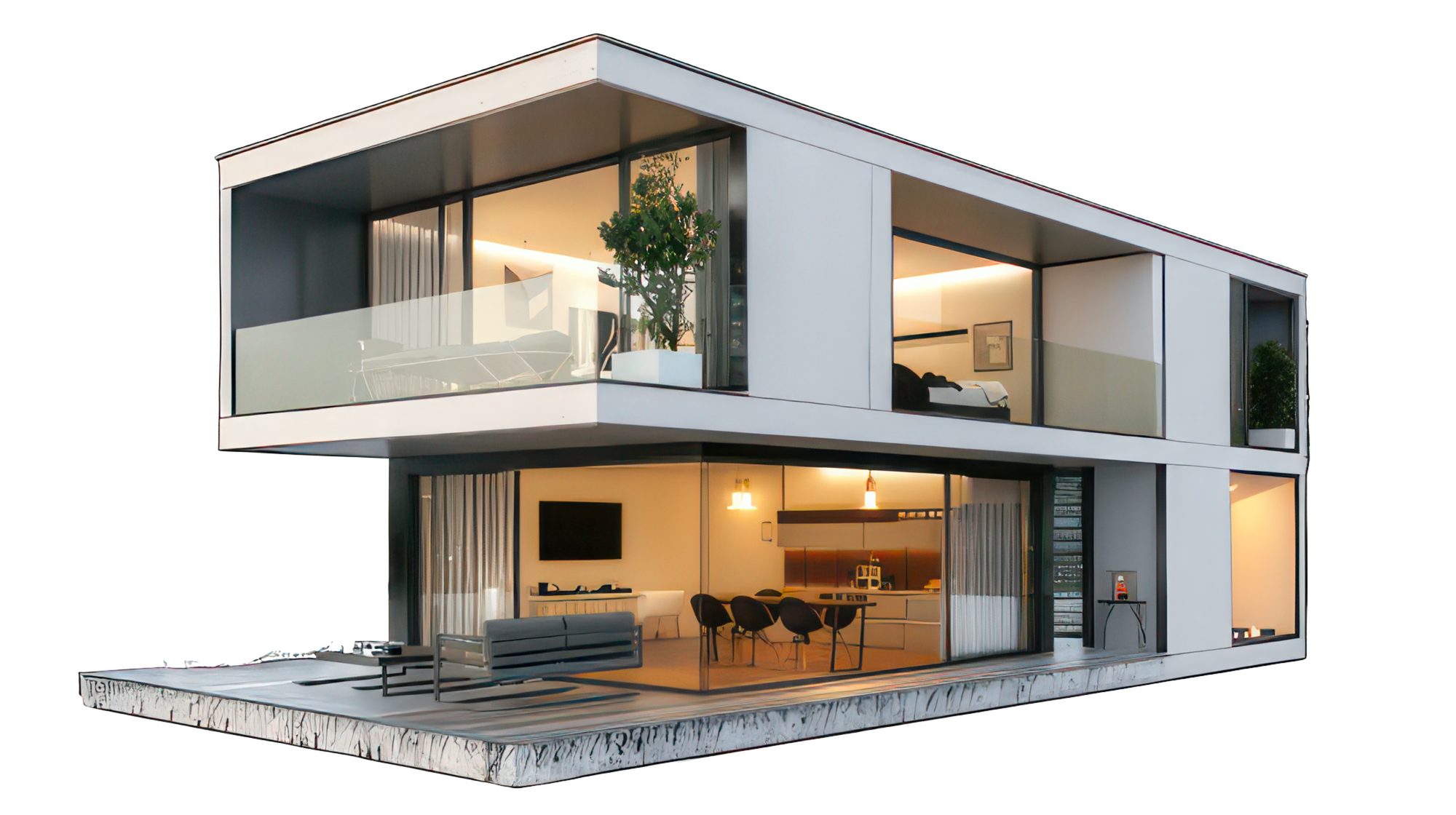 Cutaway of a modern home showing Argos AV systems
